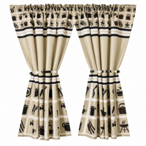 Cafe Curtain Linen Look - Coffee Pot Mono