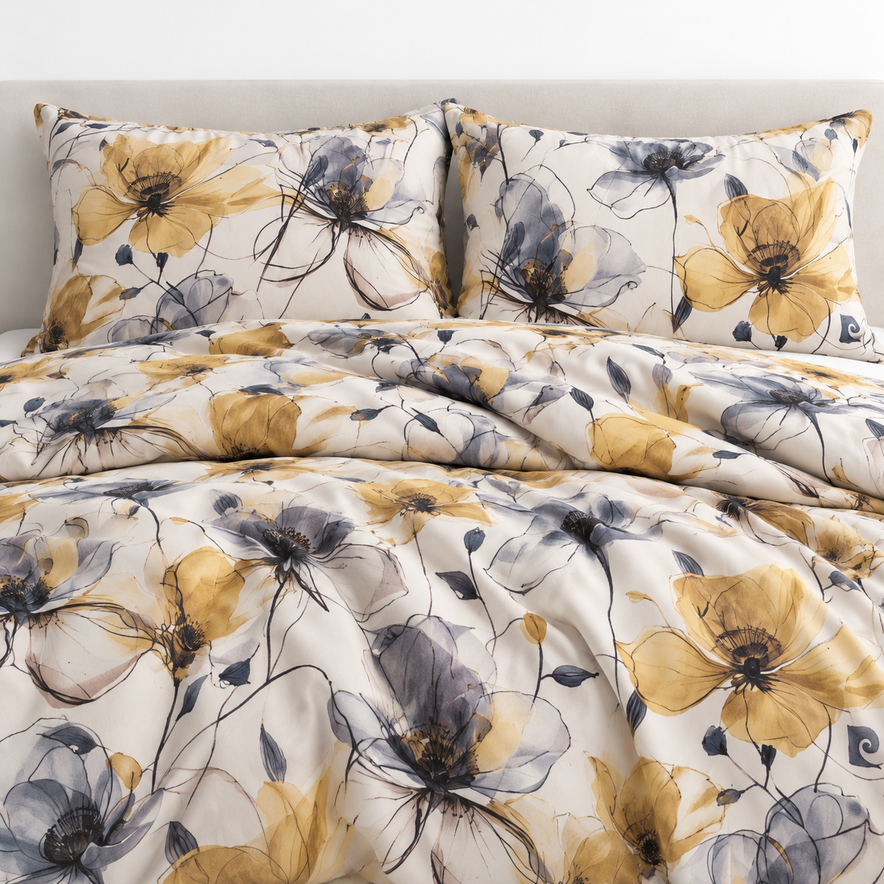 Ivory Duvet with Mustard Poppies-4 (1)
