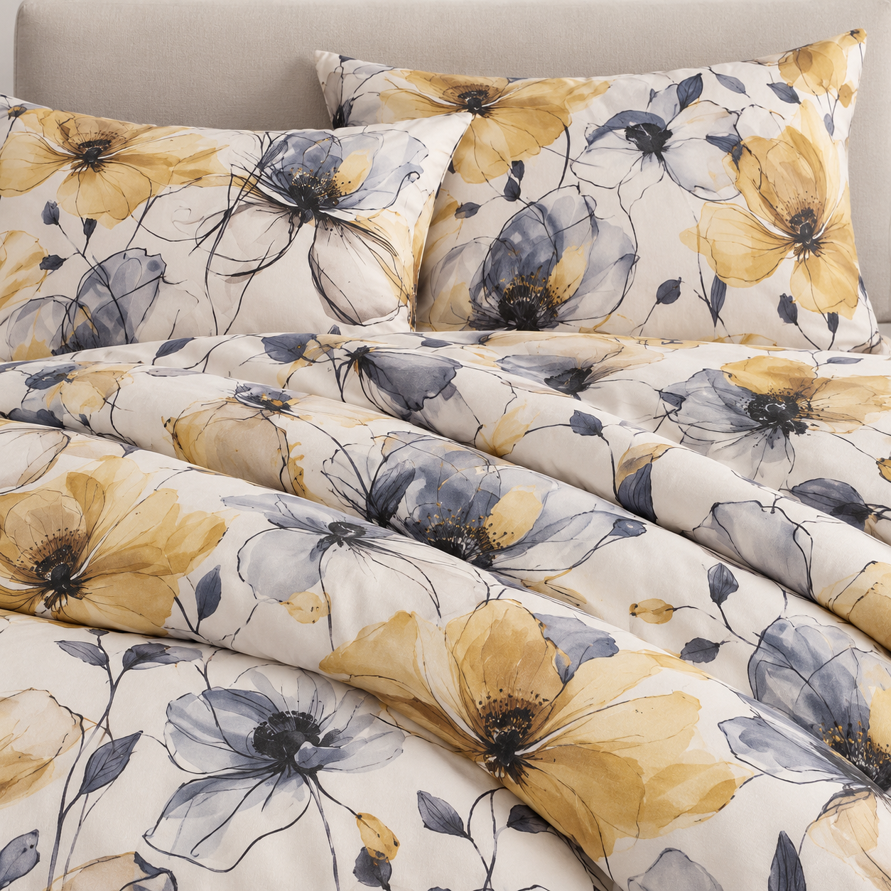 Ivory Ochre Poppy Duvet Set-3 (1)