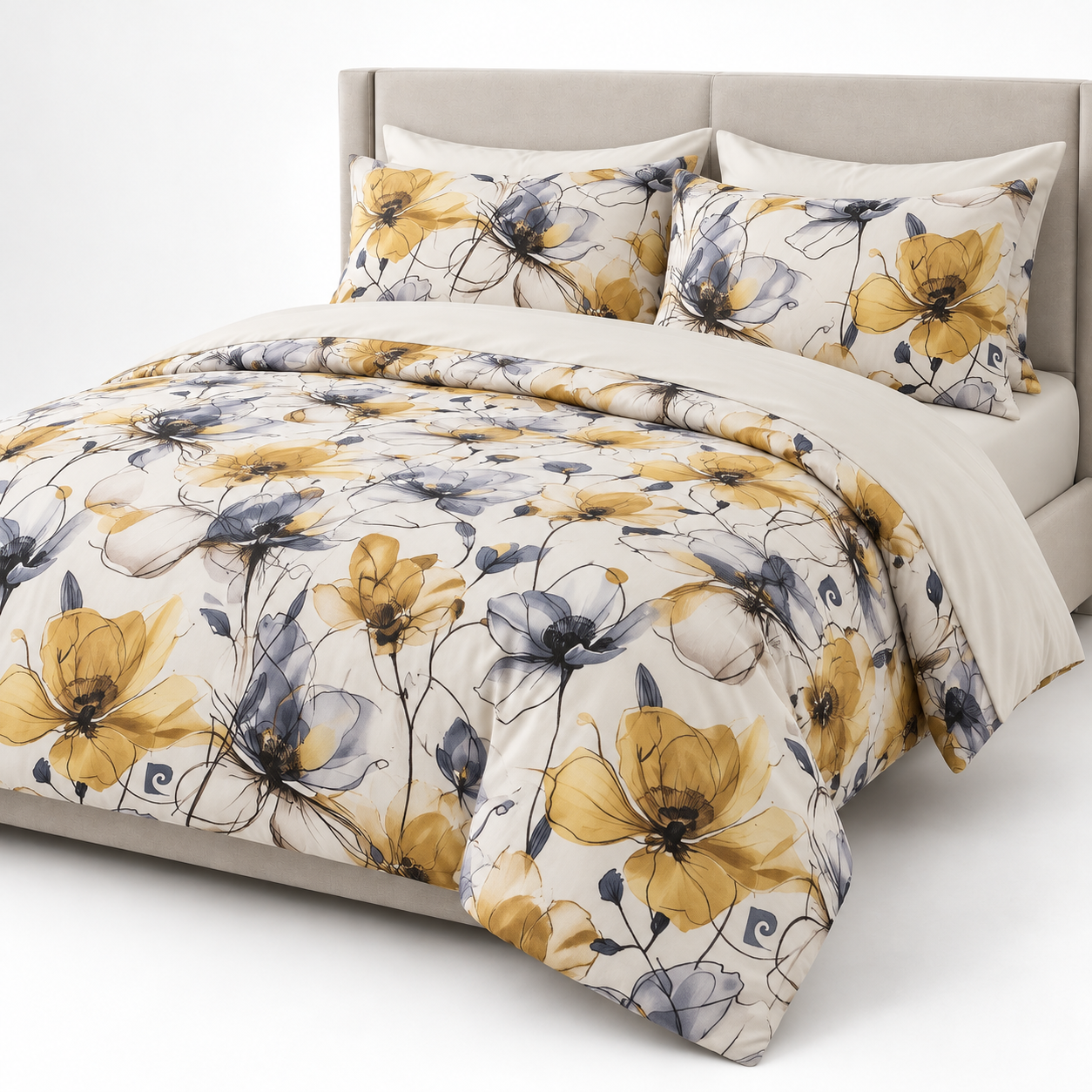 Ivory Poppy Floral Duvet Set-2 (1)
