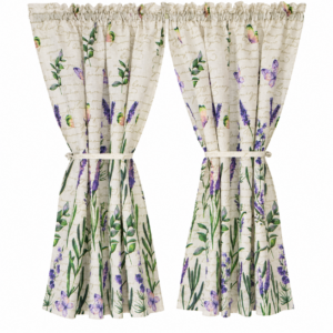 Cafe Curtain Linen Look -Lavender Garden