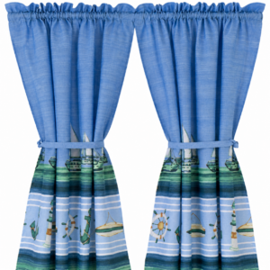 Cafe Curtain Linen Look - Sea Side