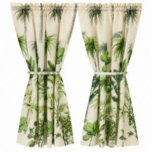 Cafe Curtain Linen Look -Tropical Palm